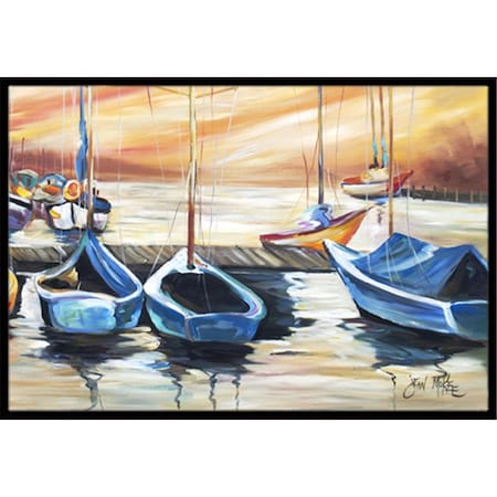 Carolines Treasures Beach View With Sailboats Indoor & Outdoor Mat, 24 x 36 in. CA75901